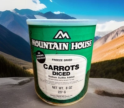 MOUNTAIN HOUSE AND PROVIDENT PANTRY Mountain House Freeze Dried Diced Carrots #10 Can Emergency Food Read
