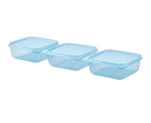 IKEA PRUTA Food Container With Lid, Blue, 3 pack 0.6 l Brand NEW - Picture 1 of 4