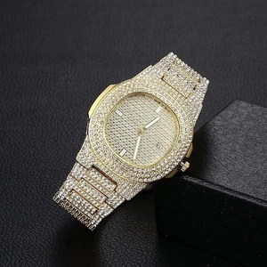 Reloj de Lujo Unisex Tono Oro 14K Circonita Helada - Elegante Reloj Dorado Moda - Imagen 1 de 9