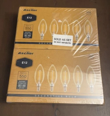 Ascher E12 LED Candelabra Light Bulbs, Two 5-Packs - Image 1 of 2