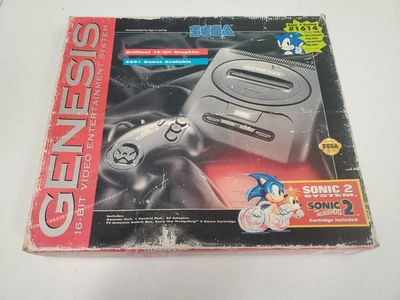 Sega Genesis Model 2 Console Complete CIB In Original Box Sonic 2 Model - Image 1 of 4