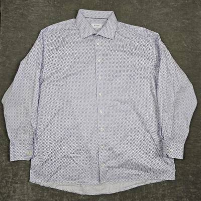 Eton Shirt Mens 19 Classic Fit Blue White Micro Floral Print Dress Button Up - Image 1 of 4