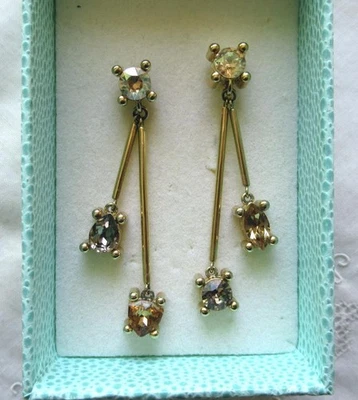 GOLDENE OHRHÄNGER - OHRSTECKER - KRISTALL - PIERRE LANG - 5,5 cm - Bild 1 von 3