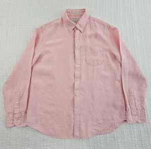 J. Crew 100 % irisches Leinen Button Down Hemd Herren L rosa Baird McNutt neu ohne Etikett - Bild 1 von 15