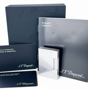 S.T. Dupont Gatsby Stripe Gasfeuerzeug Silber mit Box Zündung getestet Sammlerstück - Bild 1 von 8