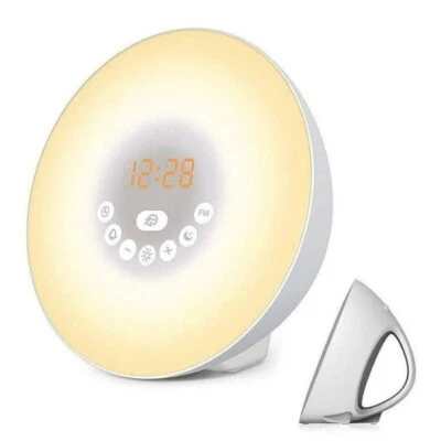 6 Colors LED Digital Alarm Clock Wake Up Light Smart Snooze Function FM Radio US - Image 1 of 4