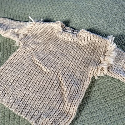 Suéter Pullover de Lana Rylee + Cru Niñas Tejido Manga Larga Cuello Simulado Talla 4 Crema Foto 1 de 4