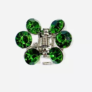 USA kleine Metall Vintage Haarkralle Kiefer Clip Strass Kristall Haarnadel grün S17 - Bild 1 von 3