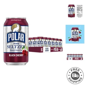 Seltzer Water Black Cherry, 12 fl oz cans, 18 pack - Picture 1 of 7
