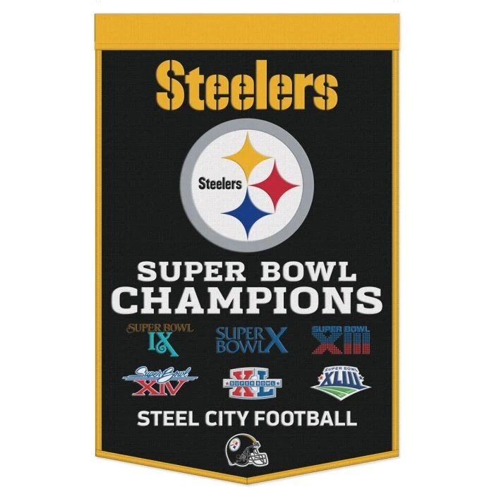 Pittsburgh Steelers NFL 24" x 38" Embroidered Wool Super Bowl Banner Wincraft - Image 1 of 1