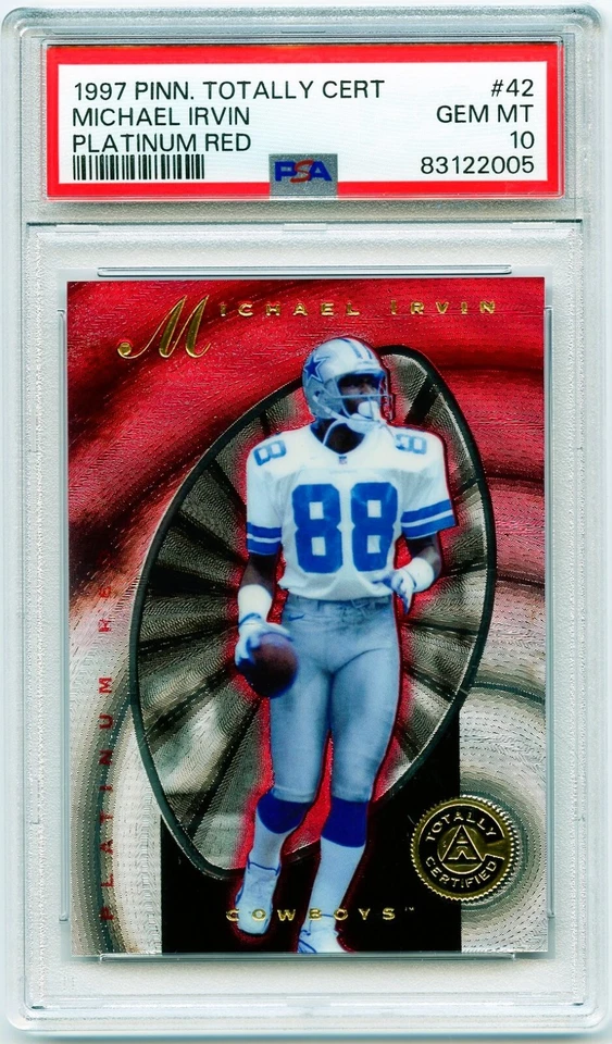 Michael Irvin 1997 Pinnacle Totally Certified Platinum Red PSA 10 Low Pop! 💎 - Image 1 of 1