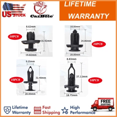 Set of 40 Car Body Bumper Rivet Retainer Trim Molding Push Pin Clip Assortments - Image 1 of 4