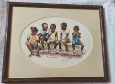 African American Children SUMMER SCHOOL Framed Print Lithograph signed Fouche