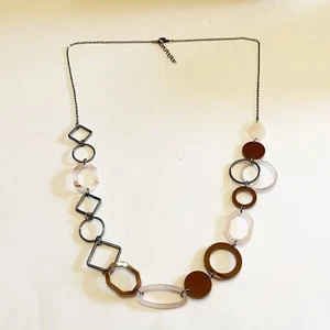 Statement Necklace Shapes Long Earth Tones - Picture 1 of 7