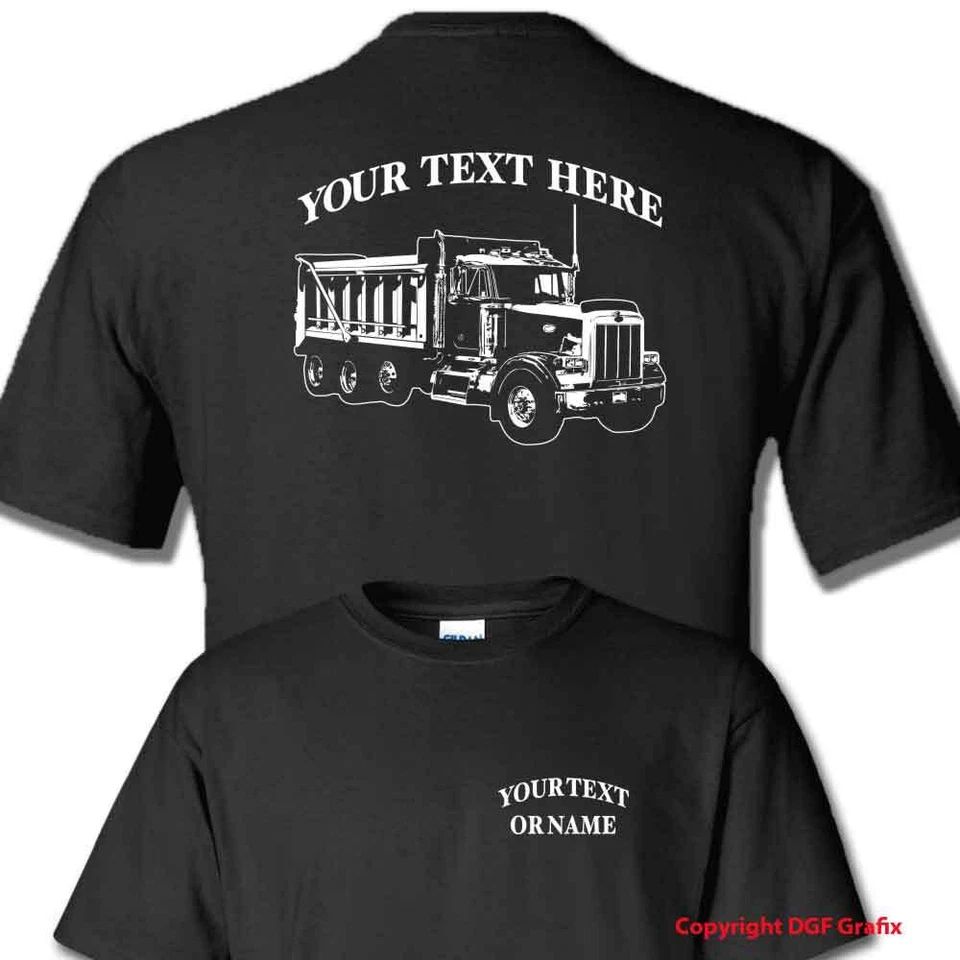 PETERBILT 357 Tri Axle Semi Truck Wheeler Personalized Custom Cotton T-shirt Foto 1 de 1