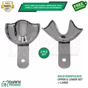 2 Pcs Large Solid Metal Impression Trays Upper & Lower Edentulous Inst German Gr - Picture 1 of 9