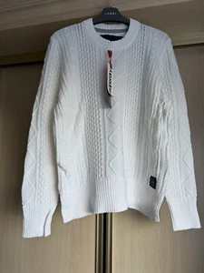 Superdry Women’s White Cable Knit Long Sleeve Jumper Size L - Picture 1 of 3