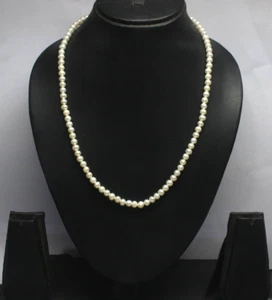 Collar de perlas de agua dulce de 5,20-5,65 mm de largo de 18" con broche de langosta 925 SS - Imagen 1 de 9