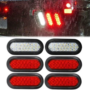 Luces traseras de respaldo inverso para camión remolque ovalado 6" 24 LED 12V 4x rojo + 2x blanco - Imagen 1 de 10