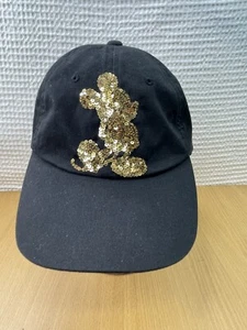 Disneyland Resort Mickey Mouse Sequin Black Cotton Adjustable Strap Back Hat - Picture 1 of 8