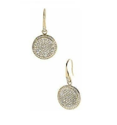 NUEVO MICHAEL KORS CÓNCAVO ORO, PAVÉ CRISTALES DISCO GANCHO COLGANTE PENDIENTES MKJ2072 Foto 1 de 2