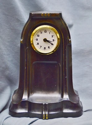 Table Clock Fireplace Clock Art Nouveau, 1900 1910, Bronze, 21.5 cm, running - Image 1 of 4