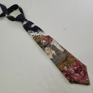 JHM Sport Tie Mens Italian Silk Handmade Golf Theme Vintage Made in USA - Picture 1 of 8