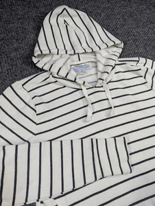 Motherhood Maternity Nursing Hoodie Womens XS White Striped Magnetic Closures - Picture 1 of 11