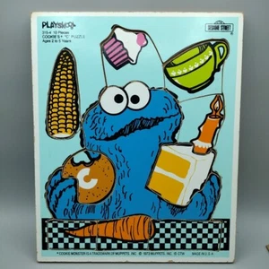 Rompecabezas de madera vintage 1973 Sesame Street Cookie Monster # 315-04 Playskool - Imagen 1 de 8