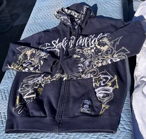 Ecko Unltd graffiti Reversible Hoodie The City Silky Inside 2x  Extremely Rare - Picture 1 of 24