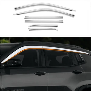 Chrome 6P Window Visor Vent Sun Rain Guard Deflector For 2017-2021 Jeep Compass - Picture 1 of 6