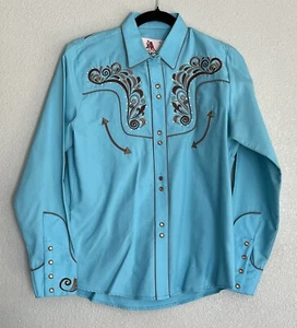 VTG Woman Rangers Original Western Embroidered Cowgirl M Snap Long Sleeve - Picture 1 of 12