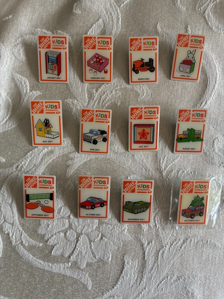 Alfileres Home Depot Kid's Workshop para 2021. Juego completo. Foto 1 de 1