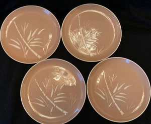 Vintage 1950s Harkerware Bamboo Dinner Plates Mid Century Modern Set of 4 - Picture 1 of 9