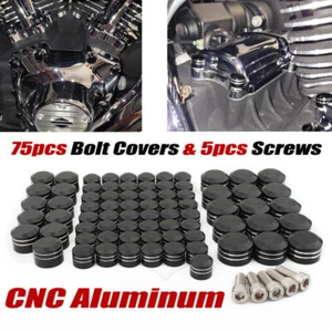 75pcs CNC Engine Bolt Topper Caps Cover Kit For Harley Touring Road Street Glide - Picture 1 of 11