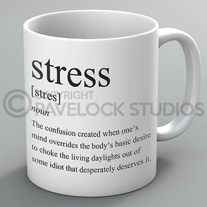 Stress Definition Mug Mugs Stressful Office Birthday Funny Joke Rude Banter Gift - Picture 1 of 1