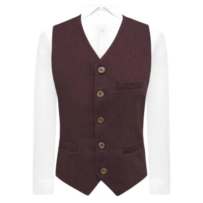 Gilet En Tweed Donegal Bourgogne De Luxe - Photo 1/4