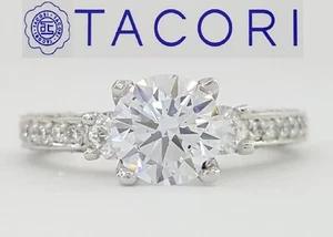 TACORI Crescent 3-Stone Semi-Mount Platinum Engagement Ring 0.9 ct Rtl $7,760 - Picture 1 of 9