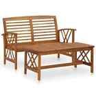 2pcs Acacia Wood Patio Furniture Set Outdoor Garden Chair Bench Loveseat +table