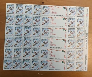 1989 Sledding Fun Sheet of 36 (6 Labels) Perf 11.5 US Christmas Seals MNH - Picture 1 of 1