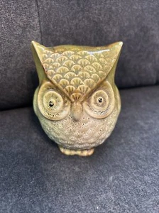Statuina vintage GUFO porcellana ceramica smaltata alta 3,75" MCM - Foto 1 di 5