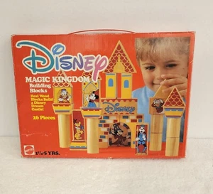 Vintage 1998 Disney Magic Kingdom Building Blocks Wood Mattel 26 Pieces Complete - Picture 1 of 4
