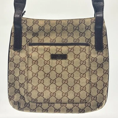 GUCCI Bandolera Bolso de Hombro Cartera GG Lona Marrón Auténtico Foto 1 de 4