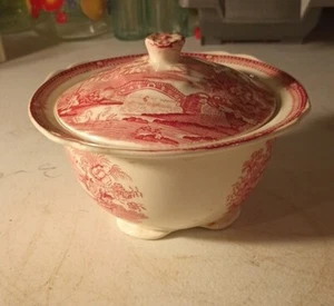 Royal Staffordshire Clarice Cliff LEDA Red Covered Butter/Sugar/Side Dish - Picture 1 of 7