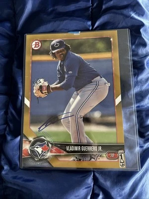 2018 BOWMAN GOLD VLADIMIR GUERRERO JR RC OVERSIZED 12”18” TRUE 1/1 PRISTINE AUTO - Image 1 of 4