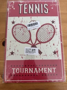 Insegna in metallo 8x12" torneo di tennis, design vintage, palestra, campo da tennis, casa - Foto 1 di 2