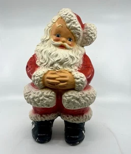 Vintage Weihnachten Kreidegeschirr Gips 20 Zoll Kamin lächelnd Santa Bank RAR - Bild 1 von 7