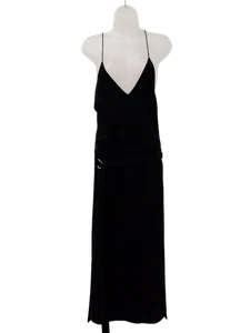 ALEXIS Ladies UK L Black Thin Strap Low Back Midi Dress with Belt Pre - Loved - Picture 1 of 12