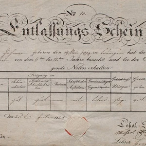 Entlaßschein Abschluss Zeugnis Sonntagsschule Johann Graf Lauingen 1826 - Picture 1 of 3