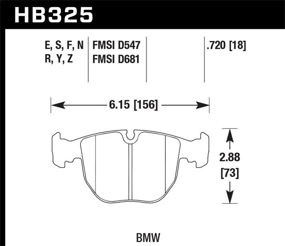 Juego de pastillas de freno de disco delanteras Hawk para BMW 540i HPS 5.0 2001-2003 pastillas de freno de disco Foto 1 de 4